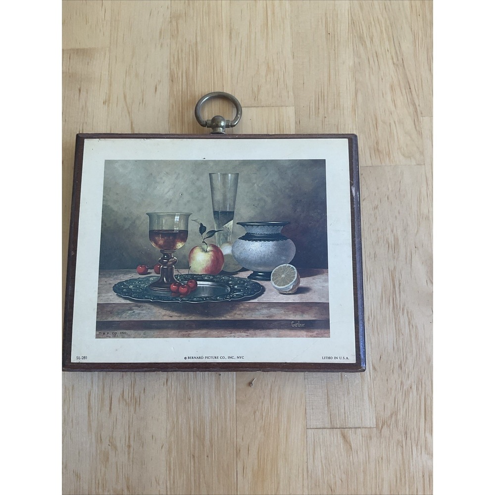 Vintage B.P.‎ Co Table Setting Framed Print Apple Cherries Gardner Wall Hanging